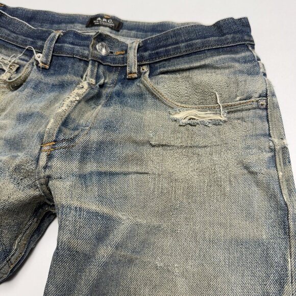APC New Standard Selvedge Jeans Mens 28 Distressed Denim - Picture 5 of 16